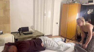 Carlos Bagira takes her pussy hard while step daughter rims him deep