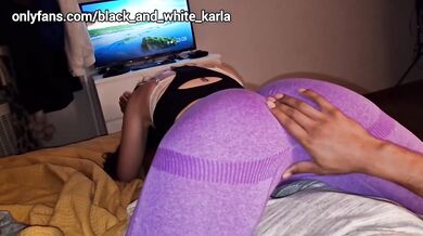 My big ass gym buddy squirts milk all over my house in tight leggings
