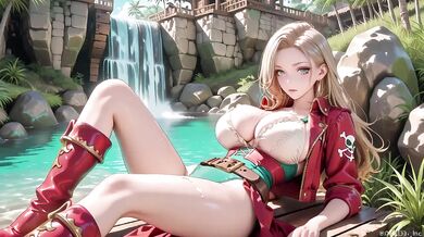 Blonde commander in chrome train teases with patent leather uniform sucked balls out