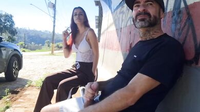Risky Public Punheta for Stranger at Bus Stop Raw POV