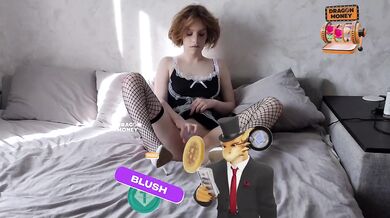 Naughty Russian Maid caught masturbating hard punishment boss double blowjob