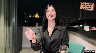 Russian brunette rips condom off Tinder date creampie