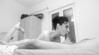 Beautiful girl deep throats his cock till it disappears sloppy cumshot