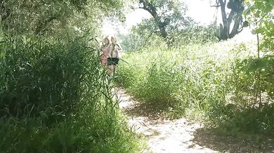 Two Teens Fuck While Milf Pisses on Road Lesbians Kissing Wild Public