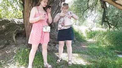 Two Teens Fuck While Milf Pisses on Road Lesbians Kissing Wild Public