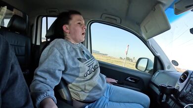 Brunette wife’s tight pussy wrecked by remote vibrator while driving public orgasm caught on camera