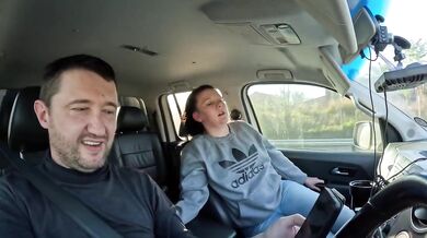 Brunette wife’s tight pussy wrecked by remote vibrator while driving public orgasm caught on camera