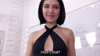 New student takes big dick throat fucked raw creampie