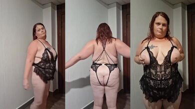 Thick white milf destroyed in skimpy lingerie show