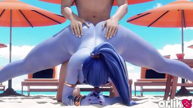 Widowmaker Snipes then Gets Pounded in Doggystyle by Big Dick on the Beach 3D