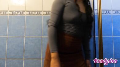 Shy latina bath time ruined by panty fetish