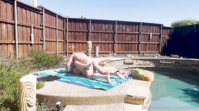 Hotwife gets wrecked by big cock outside poolside ruined in seconds