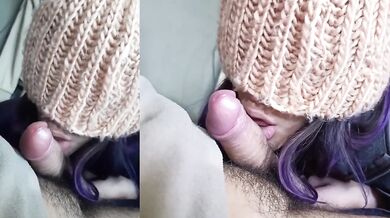 Amateur Latina split screen POV blowjob deepthroat gagging sloppy cumshot
