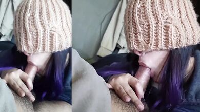 Amateur Latina split screen POV blowjob deepthroat gagging sloppy cumshot