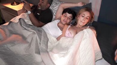 MILF busty Latina gets fucked doggystyle by her huge stepson while cuckolding her husband