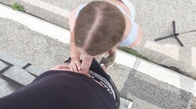 Caught having sex on the highway public blowjob and sex