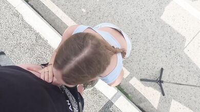 Caught having sex on the highway public blowjob and sex