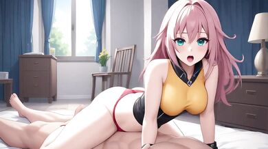 Pink hair big tits POV sloppy titfuck riding creampie cumshot