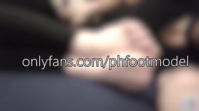 Sweaty feet worship cum demolished by latina milf hands