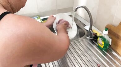 Zara Charm Striptease in Lingerie Flashes Breasts Making Lunch