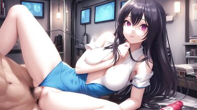 Cyberpunk girl massive tits titfuck deepthroat cumshot spread legs