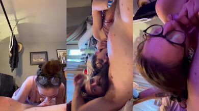 Cock crazed Step sis sloppy blowjob wild deep throat