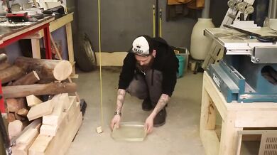 Massive epoxy countertop drips down her throat
