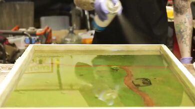 Massive epoxy countertop drips down her throat