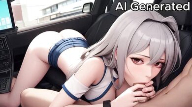 Silver hair schoolgirl titfuck creampie on massive tits while legs spread wide