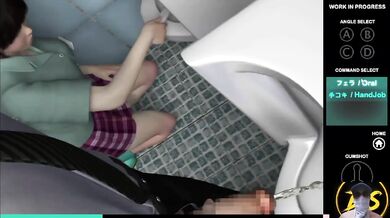 Japanese 18 year old girl deepthroats my cock in bathroom rough blowjob creampie