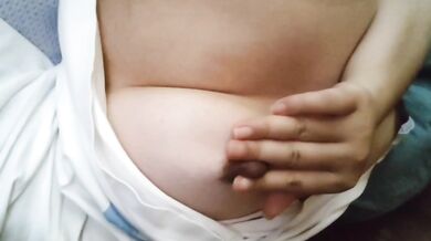 Wake up and jerk off with black nipples as karikari squirts