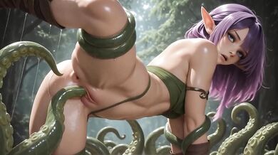 Futanari Elf Ravaged By Tentacle Monster Deep Forest Fuck