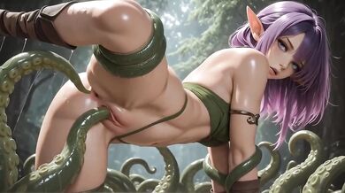 Futanari Elf Ravaged By Tentacle Monster Deep Forest Fuck