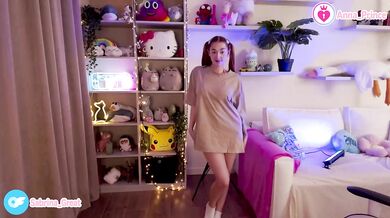 Torn T-shirt redhead teen tease destroys clothes in horny solo session