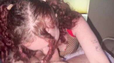 Teen wife deep throats thick cock until she chokes on dick