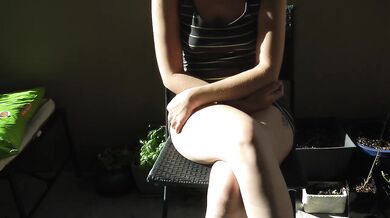 Girl’s soaked dress shame wet desperation balcony holding pee public accident