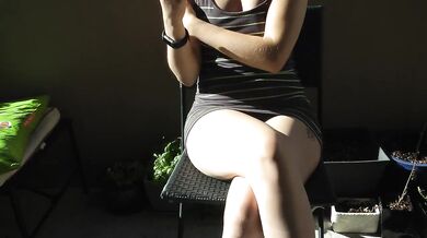 Girl’s soaked dress shame wet desperation balcony holding pee public accident