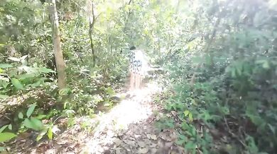 Thai teen squirts wild in outdoor forest piss session