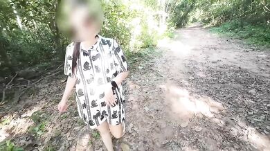 Thai teen squirts wild in outdoor forest piss session