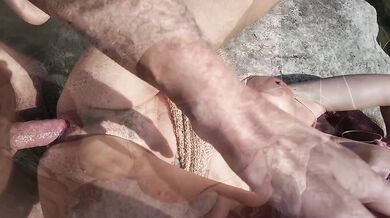 Voyeur caught me masturbating by the water blue eyes redhead milf creampie blowjob