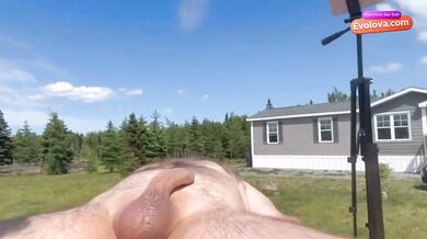 Cock massage and happy ending with a hot MILF German outdoor oil rub