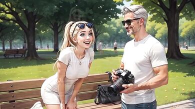 Cindy ruined in public park HD cartoon shoot with sloppy semen splatter