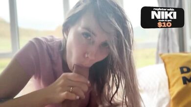 Amateur Blowjob from a Horny Russian Blonde Deepthroated on POV
