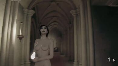 Resident Evil 4 Gooner Edition Big tits Brunette Asian babe destroyed gushing choked