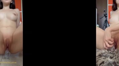 Asian Slut Louder Moaning Then Riding Huge Dildo Solo