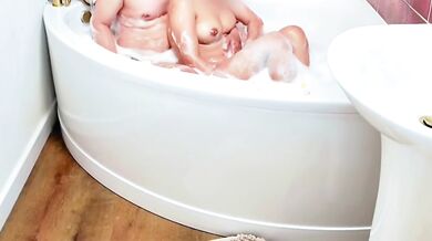 Asian girl tears up bathtub while raw bath sex leaves her dripping wet