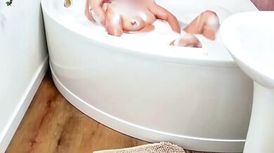 Asian girl tears up bathtub while raw bath sex leaves her dripping wet