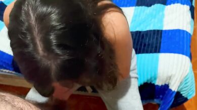 Dirty talking stepsister gives hot latina POV blowjob and cumshot while you jerk off