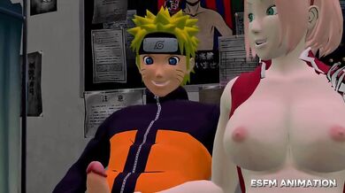 Naruto and Sasuke fuck Sakura raw in hotel 3some