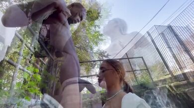Italian girl gets down on knees in the park and gobbles big black cock raw and sloppy